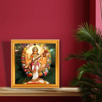 PrintShare Religious Image of Maa saraswati with Veena Religious Frame