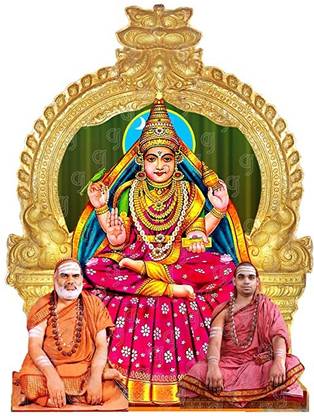 Giriram Photos Sringeri Sri Sharadamba & Jagadgurus - Small Size (6" x 4") Photo Cutout Religious Frame