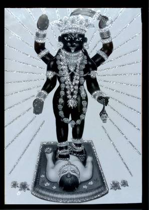 Deshkart ADDYA ADYA MATA KALI (5 Inch X 7 Inch) Laminated Photo With Back Support Mount Religious Frame