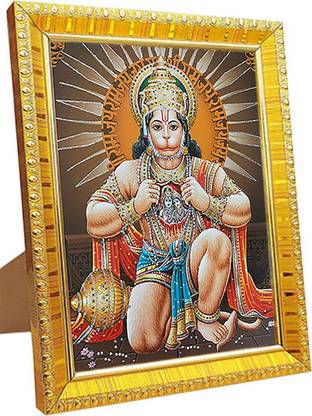 koshtak Hanuman/bajrangbali ji Tearing his Chest Showing shri ram and sita maa Religious Frame