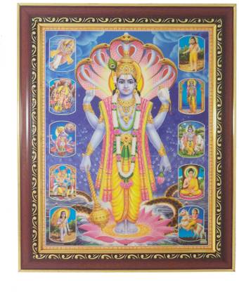 R S Exports Lord vishnu 10 Avatars Photo Frame ( 33.5 cm x 27.5 cm x 1.5 cm ) / visnu Religious Frame