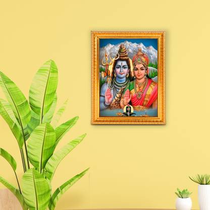 PrintShare Religious Image of Shiva And Parvati giving blessings Religious Frame