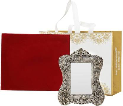 INTERNATIONAL GIFT Silver Plated Photo Frame With Box & Bag | For Table, Home, Wedding Gift Religious Tile