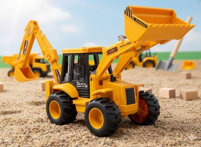 KOBBET 2in1 Unbreakable Pull Back JCB Construction Loader Truck Vehicle Toy for kids