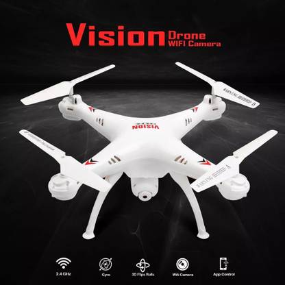 Vision Drone With Wifi Camera & Rc App Control In White Color