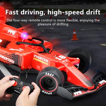Toybot Remote Control F1 Drift Car with Mist Smoke Spray & Light Up RC Racing Car Toy