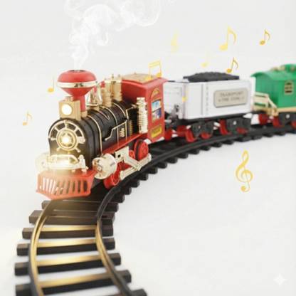 asian Choochoo Classic Toy Train Set with Engine, 3 Coaches & Easy-Snap Tracks