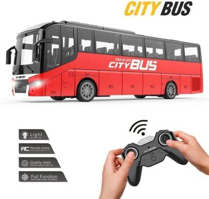 ROSAIRES Remote Control Bus, High Speed Racing Bus Toy with Reallistic Beaming Lights