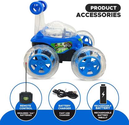TOYSFIRE B10-360 Degrees Rotating Wheels Ben Ten Stunt Car with Colorful 3D Lights &Music