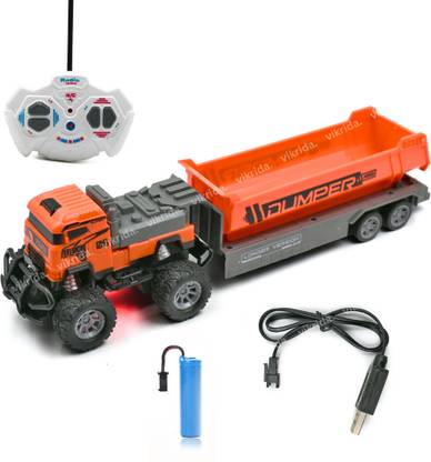 VikriDa RC Remote Control Dump Truck Toy Truck Carrier Toy for 2 3 4 5 6 7 Years Old