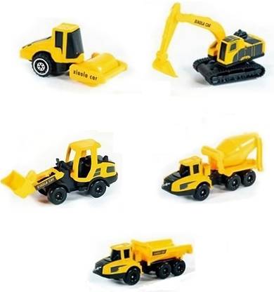 Littlin 5 in 1 Die Cast Metal Construction JCB Set Toy (Pack of 5)