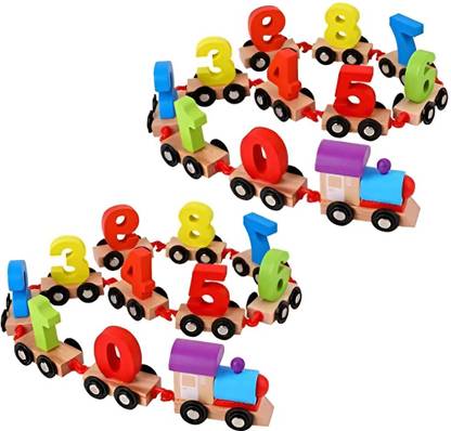 VIDGY Digits Number 0-9 Train Toy Wooden Set Fun Learning Toy