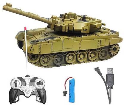 Velcon Remote Control 360 Rotating Army Battle Tank Toy for Kids with Light & Sound