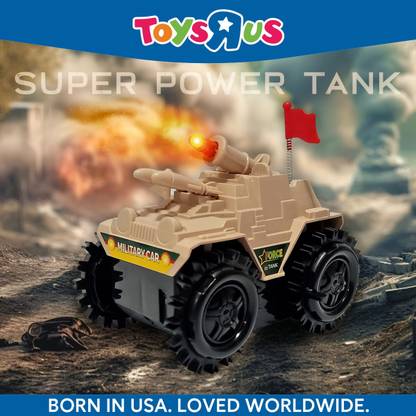 Toys R Us Fastlane Tumbling Military Tank Toy With Flash Light And Sound - MakeInIndia