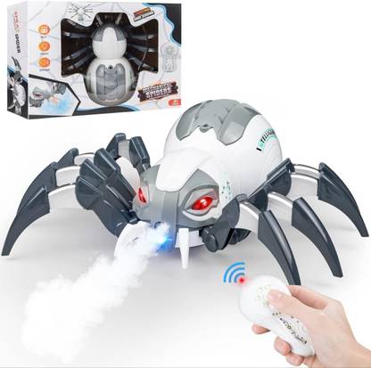 Dherik Tradworld Remote Control Spider, RC Spider Toy with Spray Function, Music and LED Light