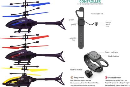HouseOfCommon remote control watch Flying Helicopter with Hand Induction Watch