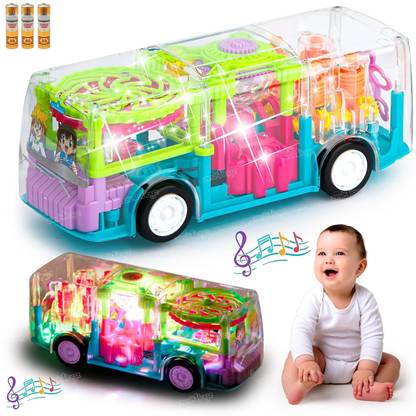 SBIT GPS POINT Musical Gear Bus Toy with 360 Degree Rotation, 3D Lights and Sound Effects