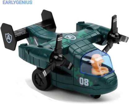 EARLYGENIUS Military Osprey Transport Helicopter Push & Go Friction Power Chopper pack of 1