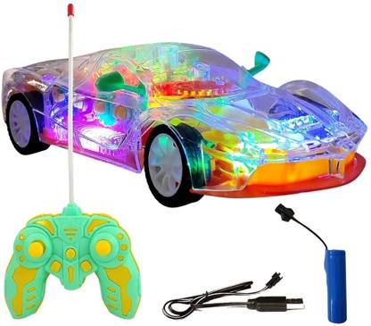 Little Creation Transparent Remote Control Racing Car with 3D Lights, Music & USB Rechargeable