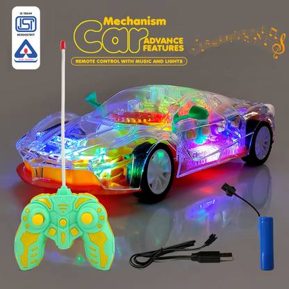 NHR Gear Simulation Remote Control Rechargeable Car, Sound & 3D Light Toys