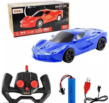 TUC Rechargeable Remote Control Racer Car with LED Headlights, Toy 8+ Years