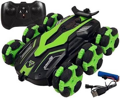 kiroq 6 Wheel Remote Control Stunt Drift Car with Laser Lights & 360 Degree Rotating