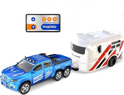 DIKUJI ENTERPRISE 2.4G 1:64 Mini RC Truck with LED-Lit Trailer Diecast Zinc Alloy Car