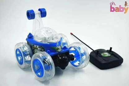 Cossetpack Stunt Car (Dancing Car) with 3D Light and Music (360 Degree Run and Jump) Remote Control Car B10 360 Degrees Rotating Front Axle Spinning Wheels
