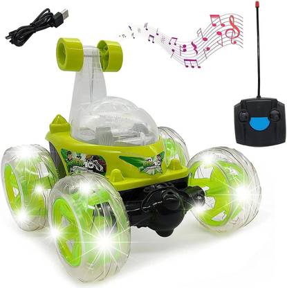 Mahi Zone 360 Degree Plastic Rolling Remote Control Stunt Car with Music & Lights