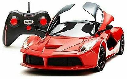 Sandy Rechargeable Toy Car with Openable Door and Square Remote- Multicolor