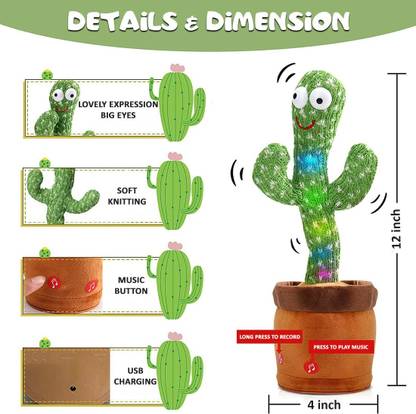 mega star Dancing Cactus Toy for Baby Funny Cactus Talking Toy