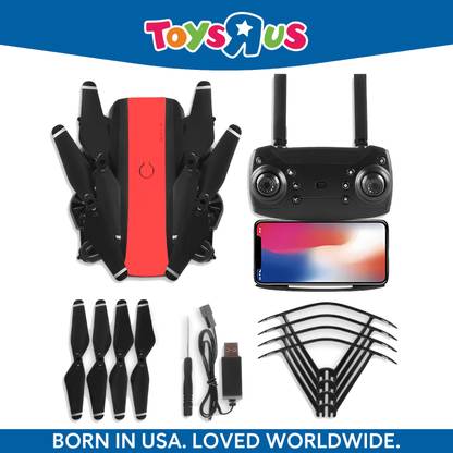 Toys R Us Fastlane Foldable Drone with HQ WiFi Camera Remote Control Quadcopter Selfie drone
