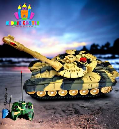 Kiddie Castle Remote Control Army Military 360 Rotate 59D Turret Tank with Light & Sound