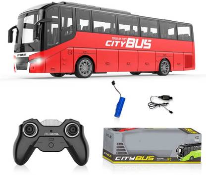 DROPANY Remote Control School Bus Long City Bus With Sounds Lights Toy Vehicle for Kids