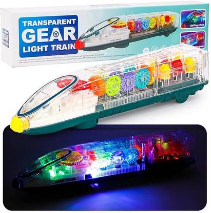 Ridhimani Transparent Gear Light Train, Transparent Train Toy with Visible Moving Gears