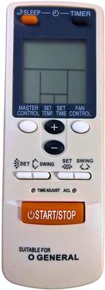 Tech Vibes O General Ac Model No :- AR-JW2 AC Remote Compatible with O General Split/Window AC Remote Control [AC-47] O General Ac Remote Controller