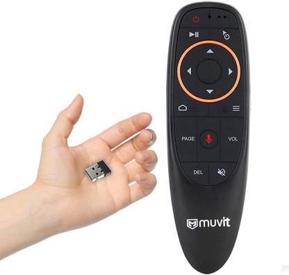 Muvit Wireless Bluetooth Remote G10 Voice Remote Control 2.5G Wireless IR Learning for Smart Tv Box With IR Learning Fly Air Remote Mouse for Android TV Box Black Remote Controller