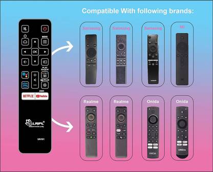 LRIPL UN181 4 in 1 Universal Replacement Remote Control [Without Voice Command] Compatible with Smart Android LED TV, Realme, Onida, Samsung, MI, [No Setup Required] Remote Controller