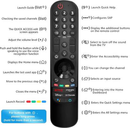 TVE MR23GN 2023 Magic Remote Voice Function for UHD OLED QNED NanoCell 4K Smart TV LG, OLED G3, C3, B3 series, UHD 4K Models UR90, UR80, UQ75, UQ80 series Remote Controller