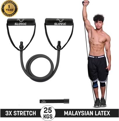 SLOVIC Gym Latex Tube With Foam Handles & Door Anchors For Stretching Excersise(25KGS) Resistance Tube