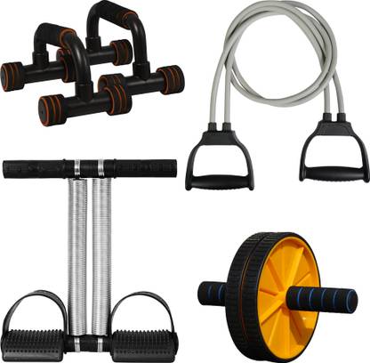 Manogyam Double Toning Resistance Tube, Heavy Tummy Trimmer , Pushup bar And Ab roller Resistance Tube