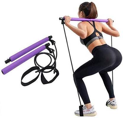 PRAMUKH VARNI Detachable Exercise Pilates Bar Kit with Foot Loop for Home Resistance Tube