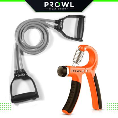 PROWL by Tiger Shroff Double Toning Resistance Tube & Hand Power Gripper for Workout Resistance Tube