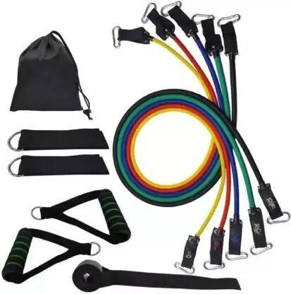 ALORNOR 11Pc Resistance Bands Elastic Rubber Rope Sport Expander Bodybuilding Exercise Resistance Tube