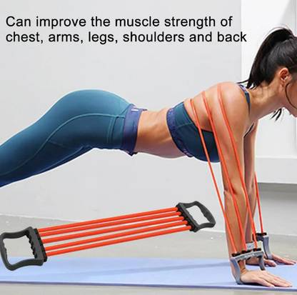 BOLDHIGH Adjustable Chest Expander for Fitness Workout with 5 Soft Latex Rope for Unisex Resistance Tube