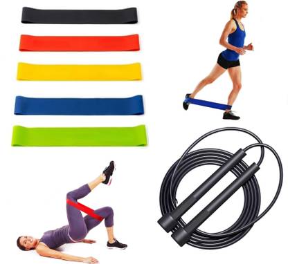 AG Lifestyle Products (Pack of 5)+(1 Pencil Skipping Rope Free) Resistance Loop Exercise Bands Resistance Tube