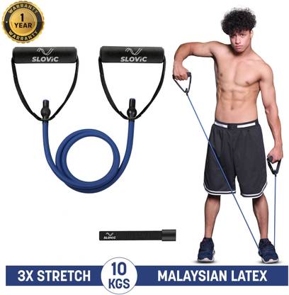 SLOVIC Gym Latex Tube With Foam Handles & Door Anchors For Stretching Excersise(10KGS) Resistance Tube