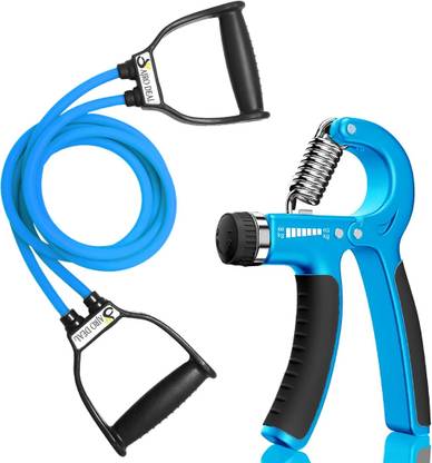 AJRO DEAL Combo of 2 -Double Toning Tube Resistance Tube ,R Hand Grip Hand Exerciser. Resistance Tube