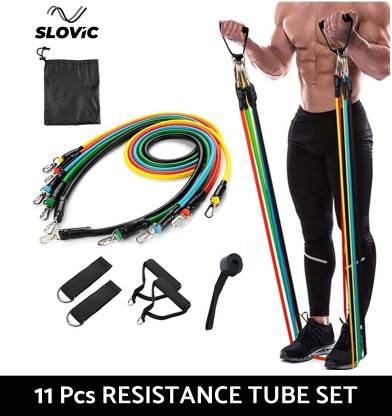 SLOVIC 11 pc Resistance Tube/Band with Foam Handles, Door Anchor for Men and Women Resistance Tube