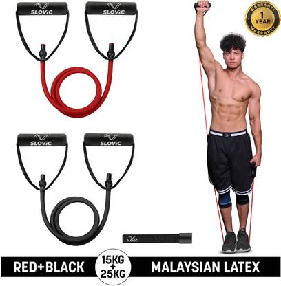 SLOVIC Gym Latex Tube With Foam Handles & Door Anchors For Stretching Excersise (Combo) Resistance Tube
